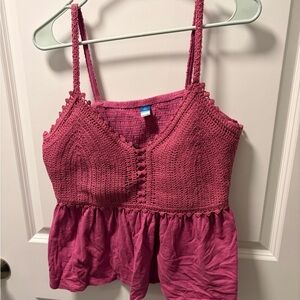 Old Navy Pink Crochet Tank Top